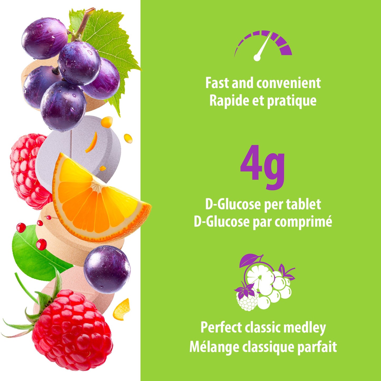 Tubes de comprimés de glucose Dex4
