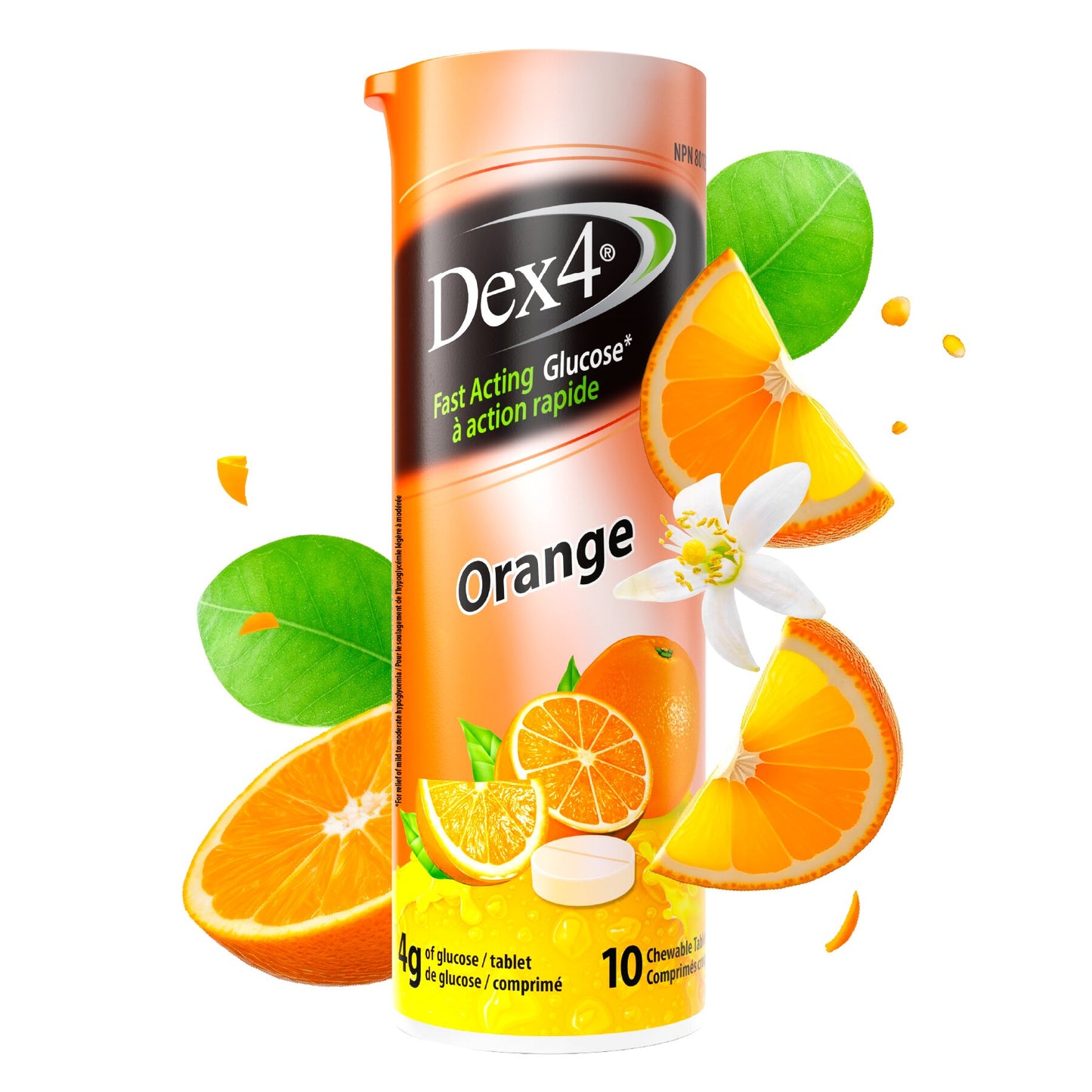 Tubes de comprimés de glucose Dex4