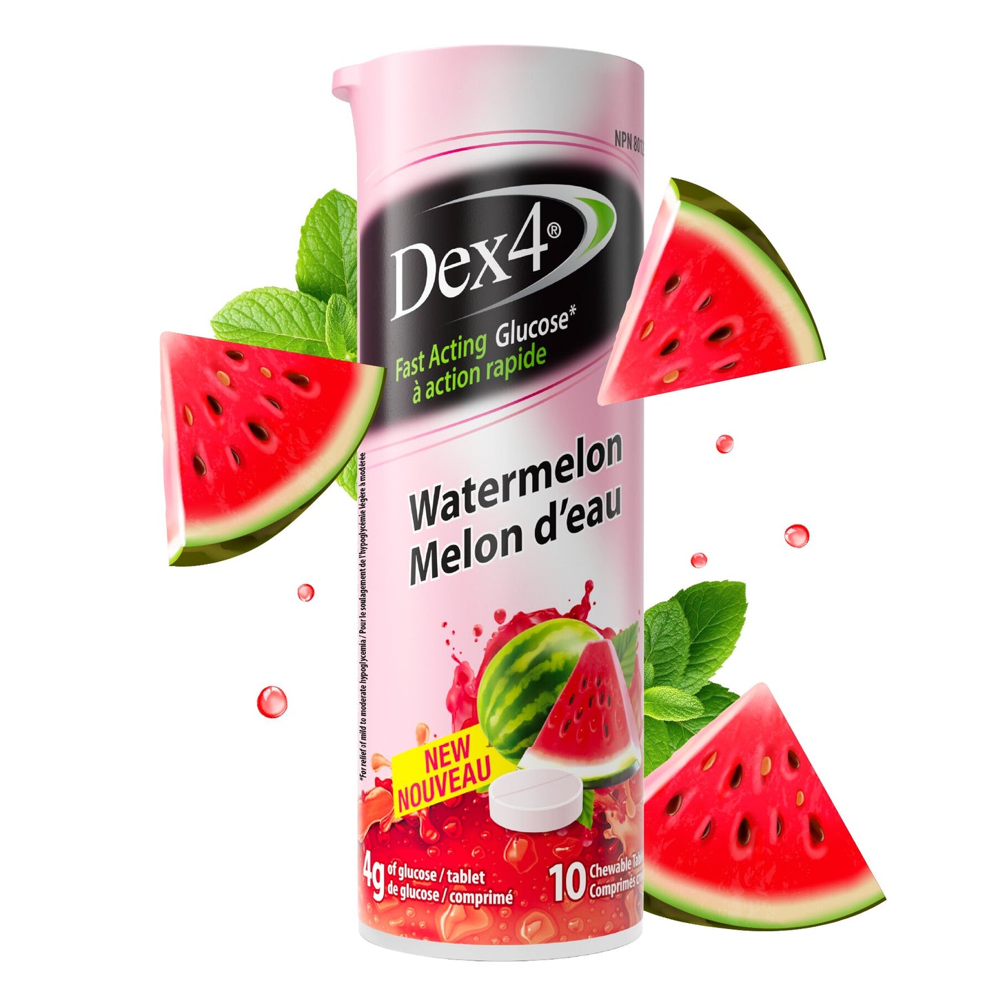 Tubes de comprimés de glucose Dex4