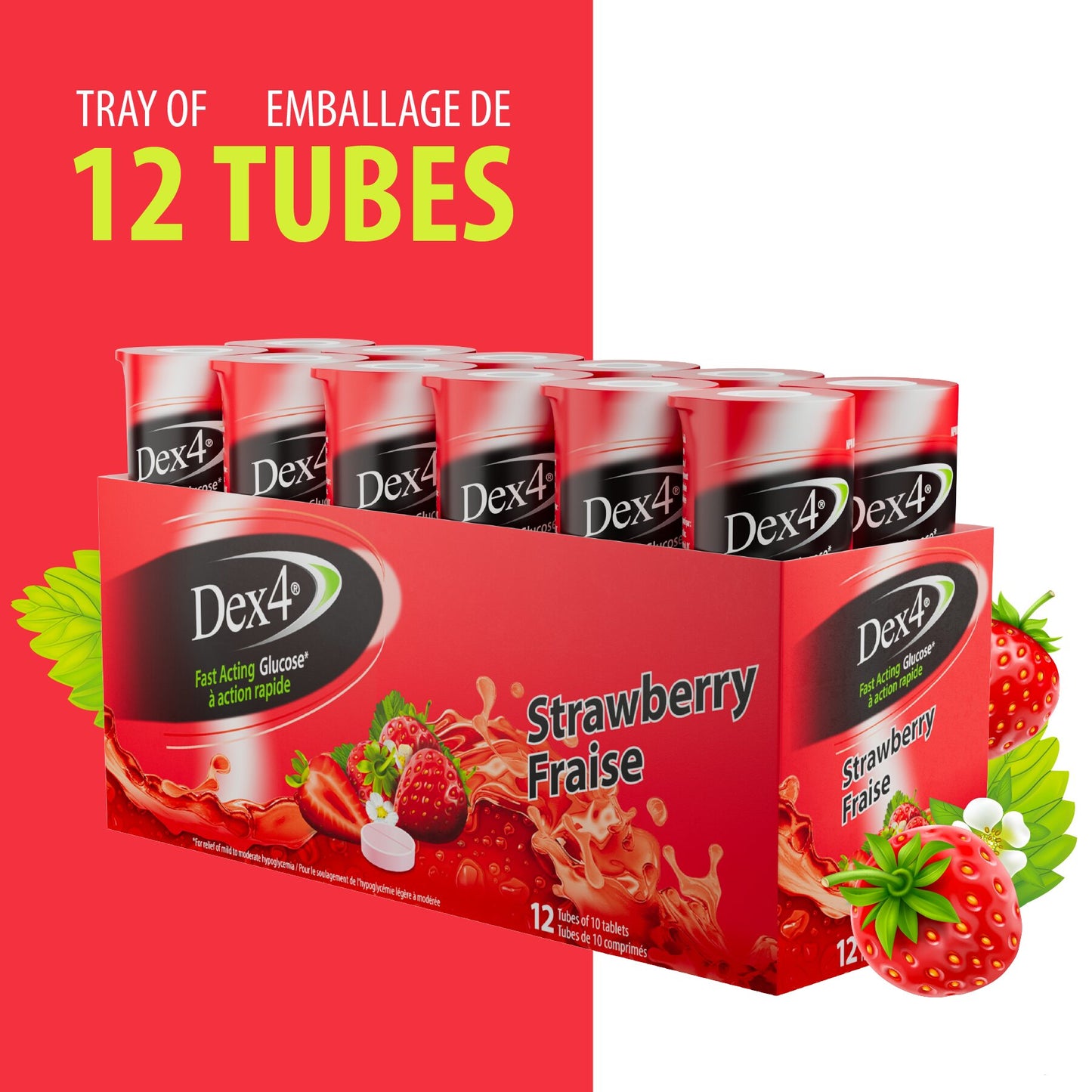 Tubes de comprimés de glucose Dex4
