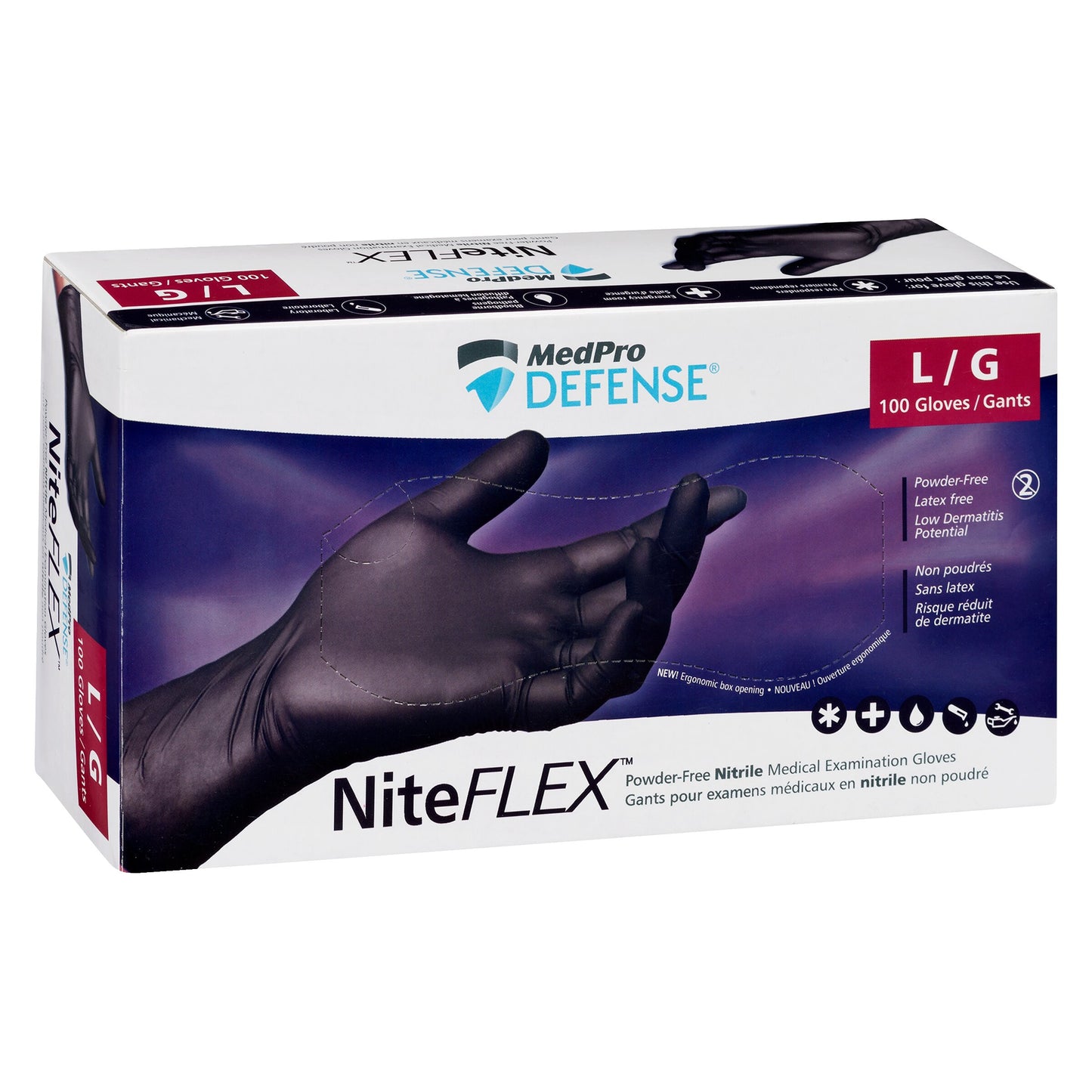 Gants d'examen en nitrile sans poudre MedPro Defense NiteFLEX