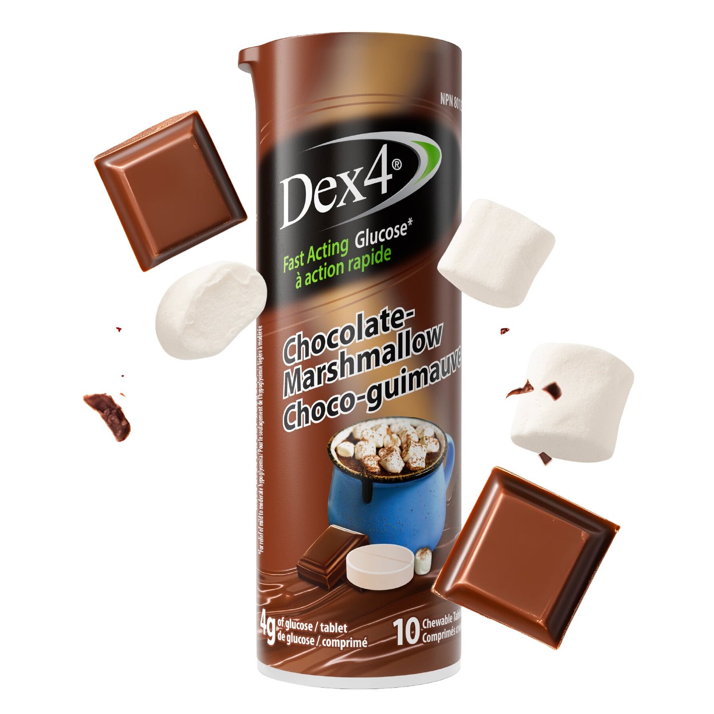 Tubes de comprimés de glucose Dex4
