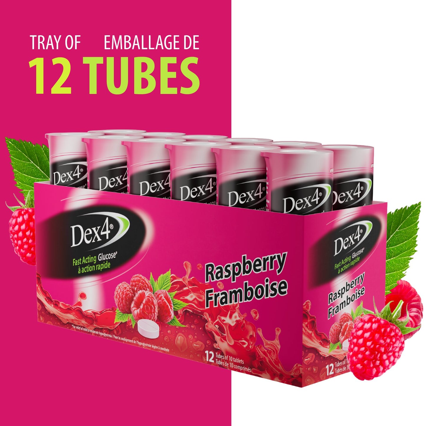 Tubes de comprimés de glucose Dex4