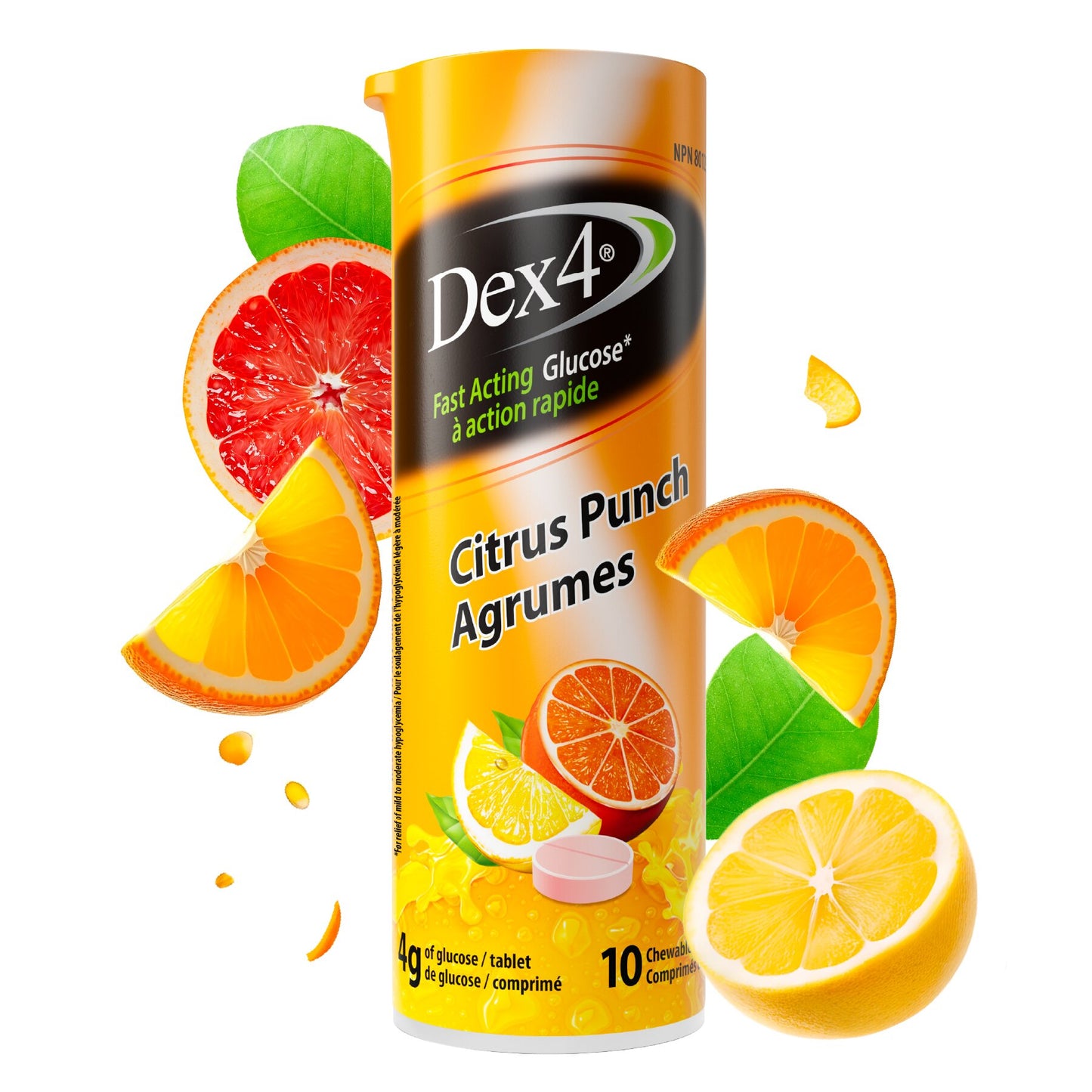Tubes de comprimés de glucose Dex4