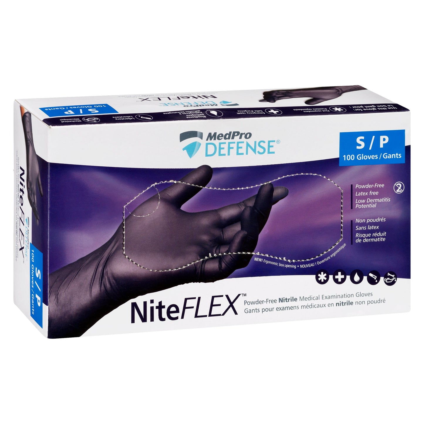 Gants d'examen en nitrile sans poudre MedPro Defense NiteFLEX
