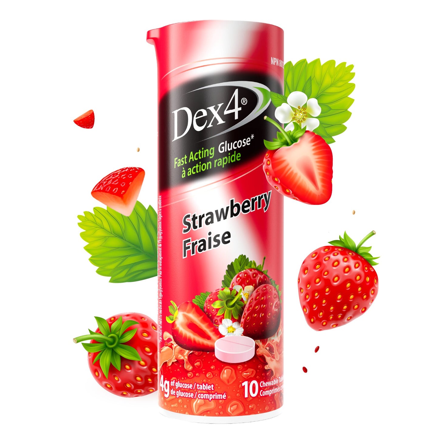 Tubes de comprimés de glucose Dex4