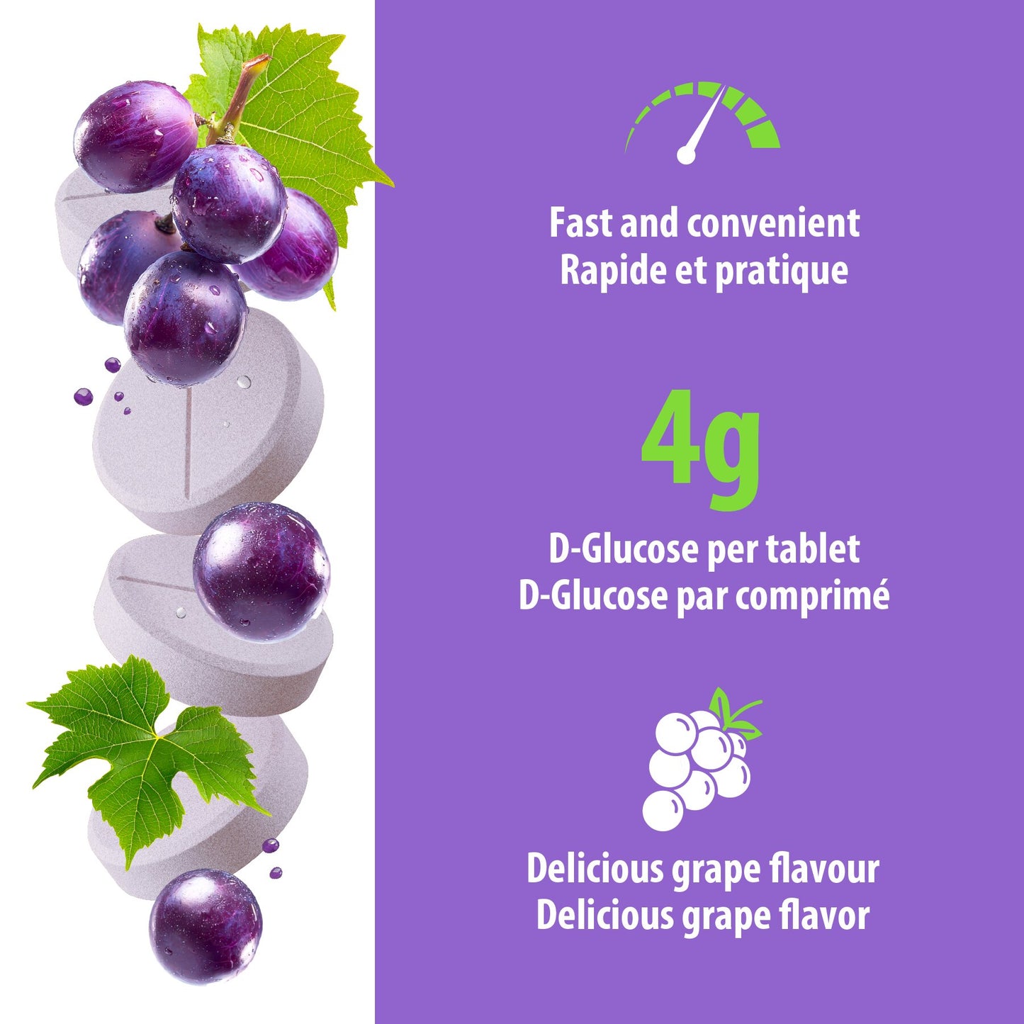 Tubes de comprimés de glucose Dex4
