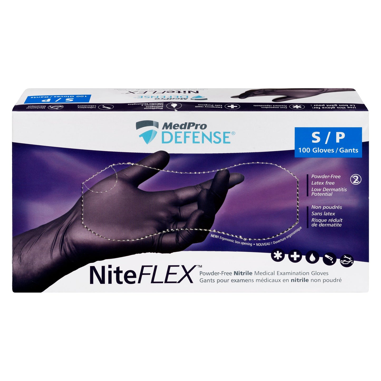 Gants d'examen en nitrile sans poudre MedPro Defense NiteFLEX