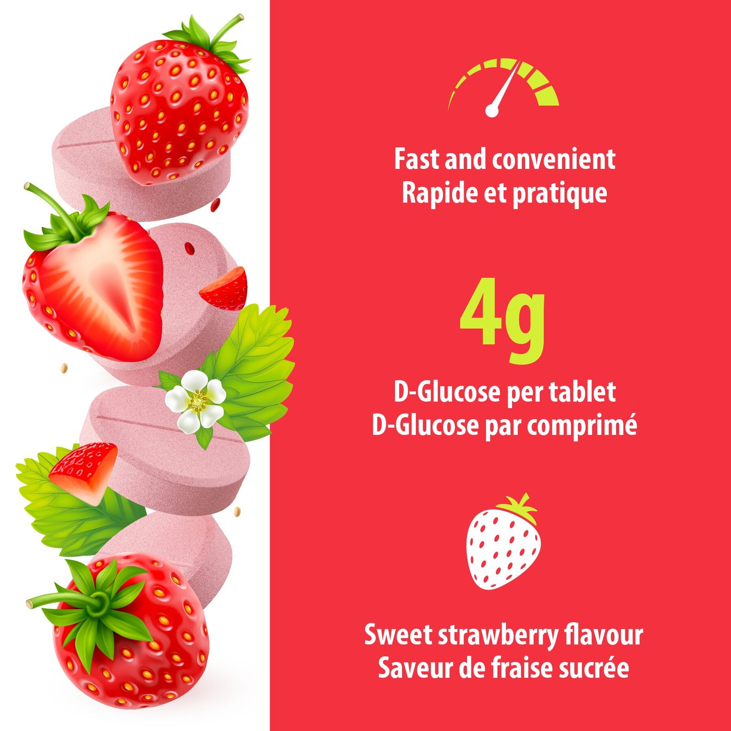 Tubes de comprimés de glucose Dex4