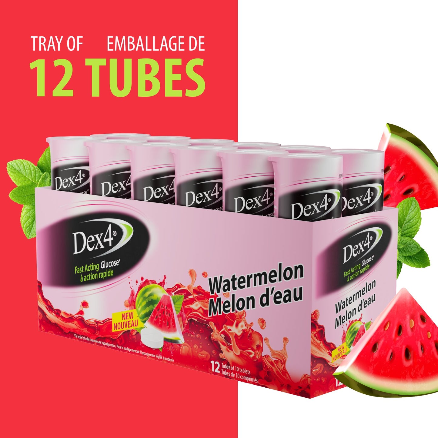 Tubes de comprimés de glucose Dex4