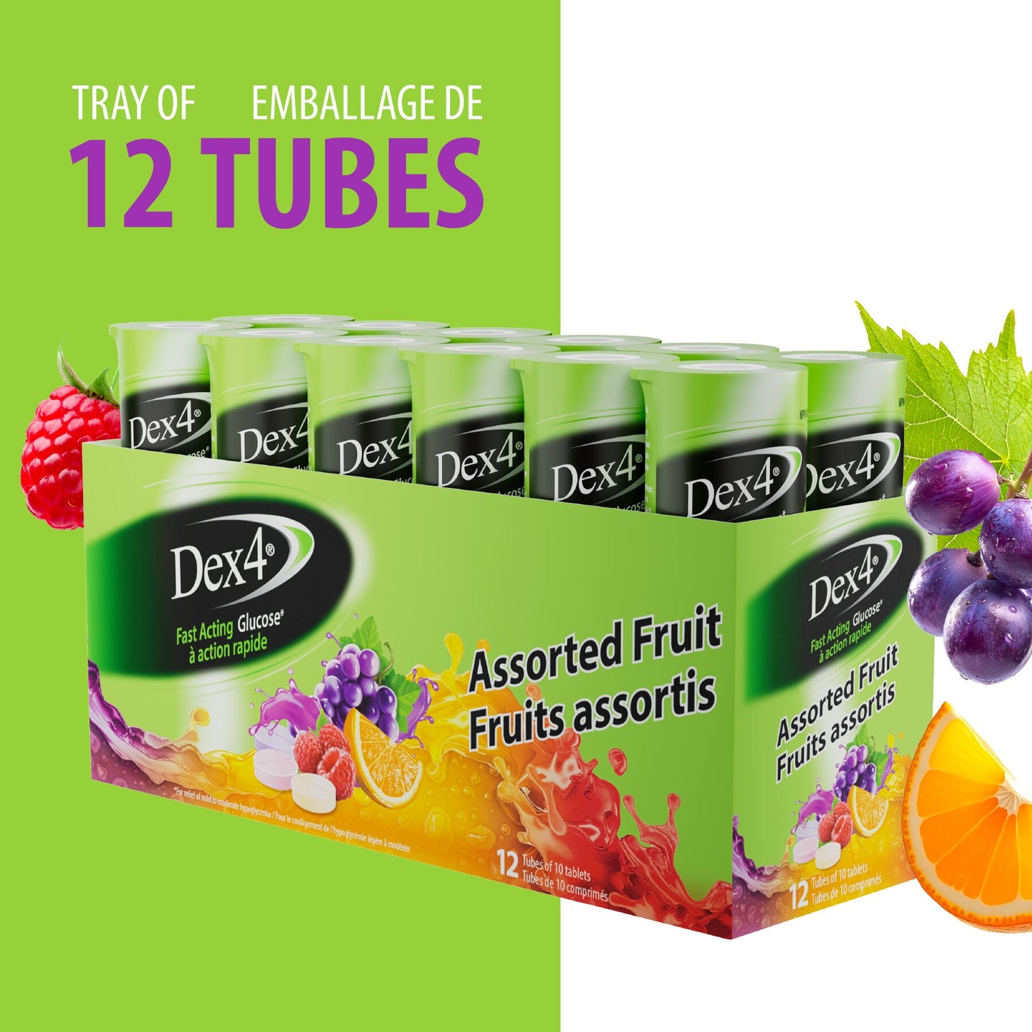 Tubes de comprimés de glucose Dex4