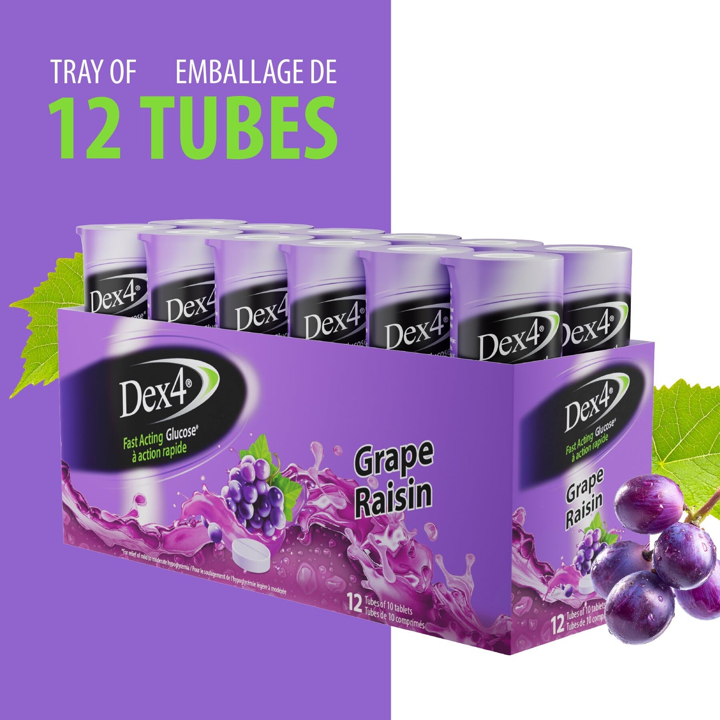 Tubes de comprimés de glucose Dex4