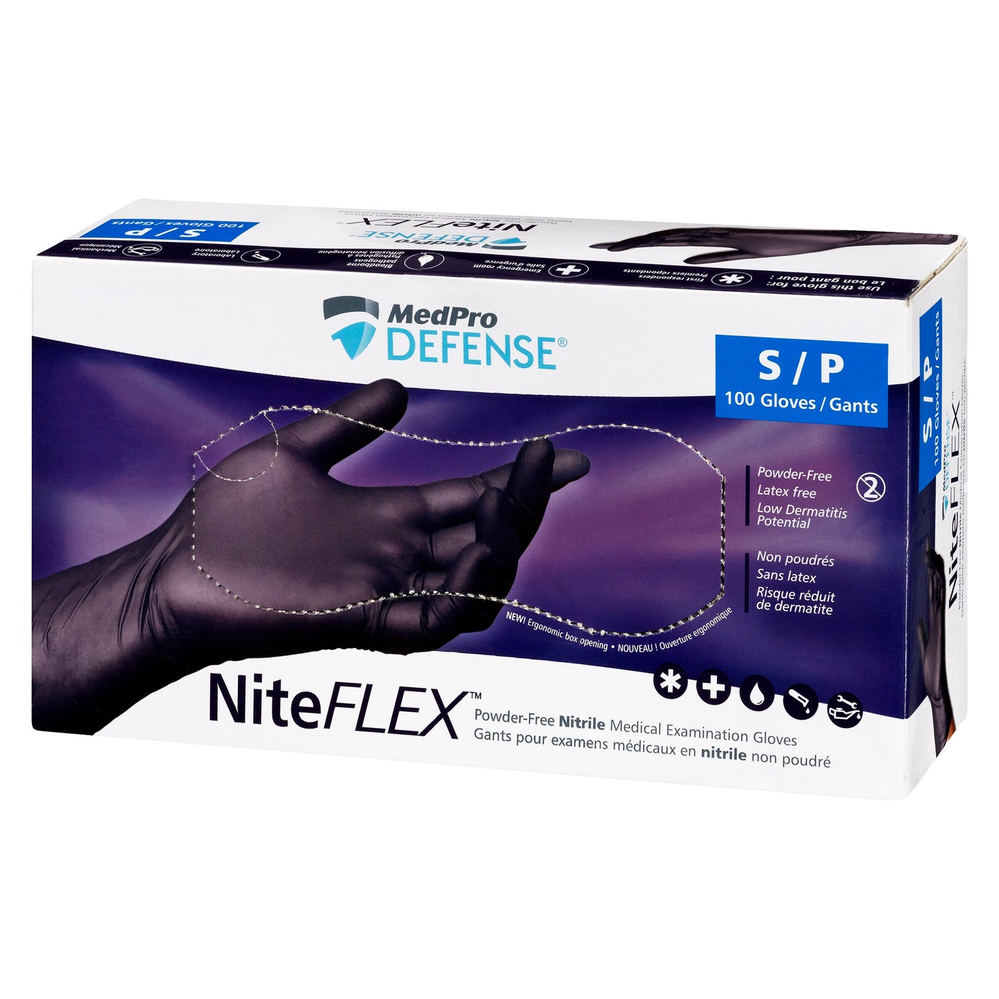 Gants d'examen en nitrile sans poudre MedPro Defense NiteFLEX