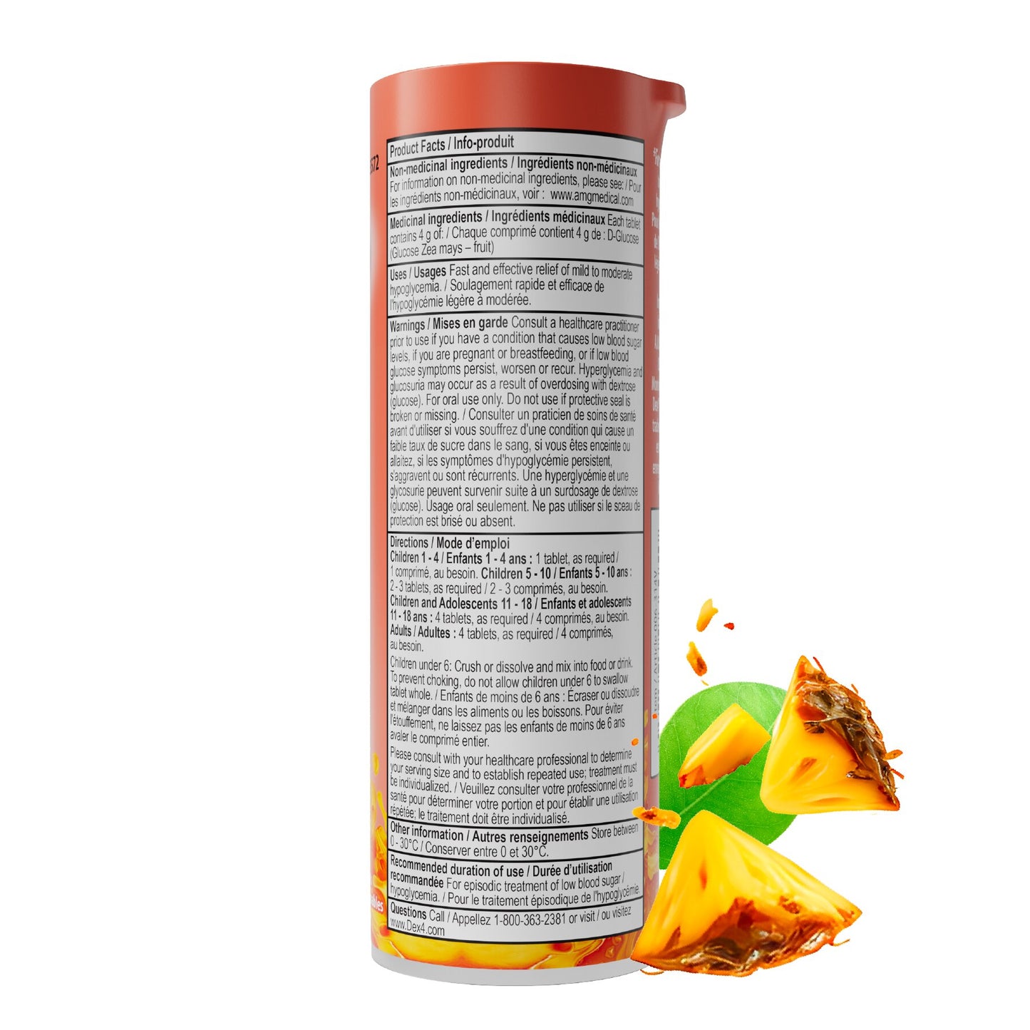 Tubes de comprimés de glucose Dex4