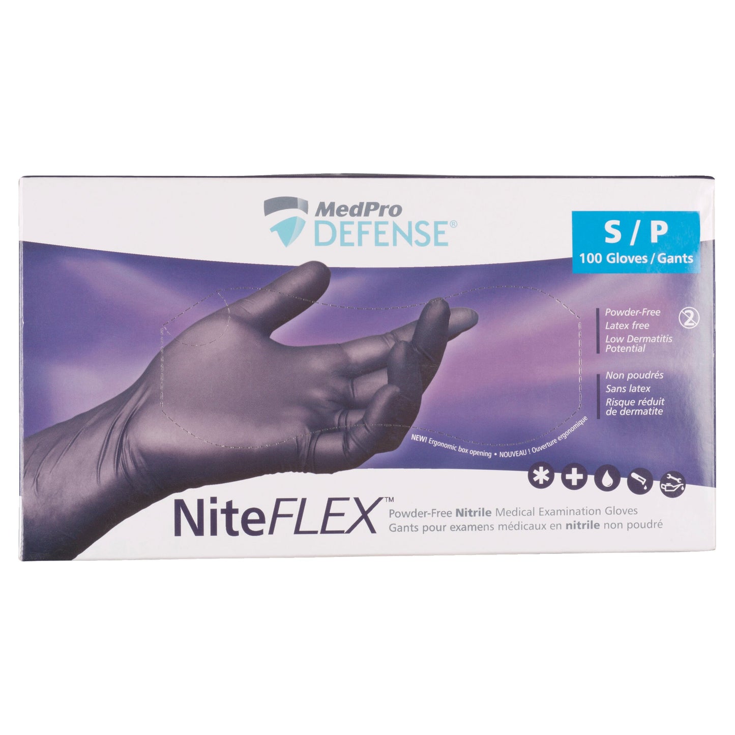 Gants d'examen en nitrile sans poudre MedPro Defense NiteFLEX