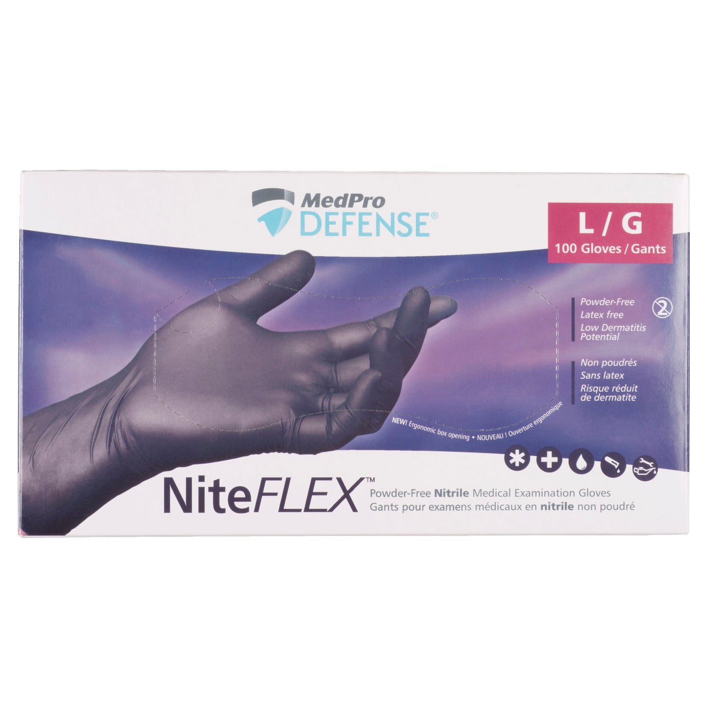 Gants d'examen en nitrile sans poudre MedPro Defense NiteFLEX
