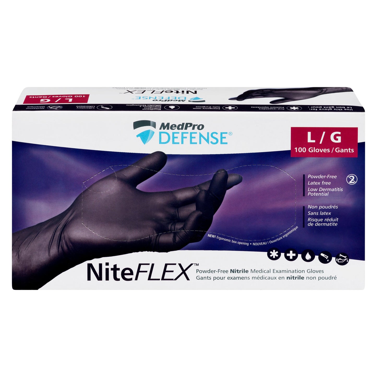 Gants d'examen en nitrile sans poudre MedPro Defense NiteFLEX