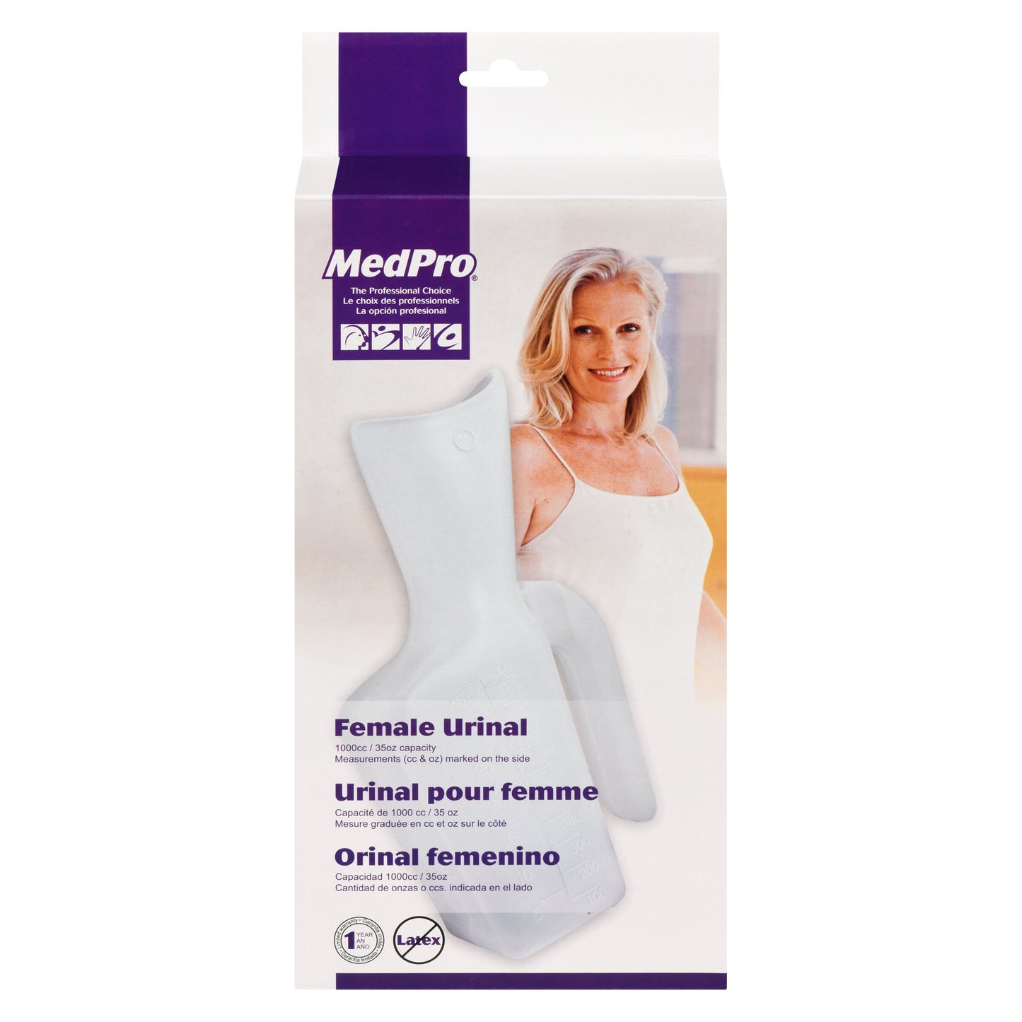 MedPro Female Urinal - This Female Urinal is ideal for patients with limited mobility. Made from durable plastic, it is easy to use and clean. 1000 cc (1 litre) capacity. ⚠️ Warning: Cancer and Reproductive Harm - www.p65warnings.ca.gov