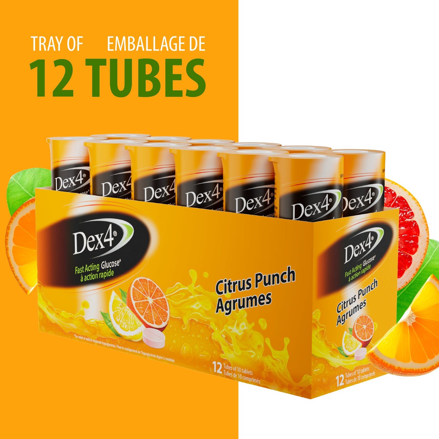 Tubes de comprimés de glucose Dex4
