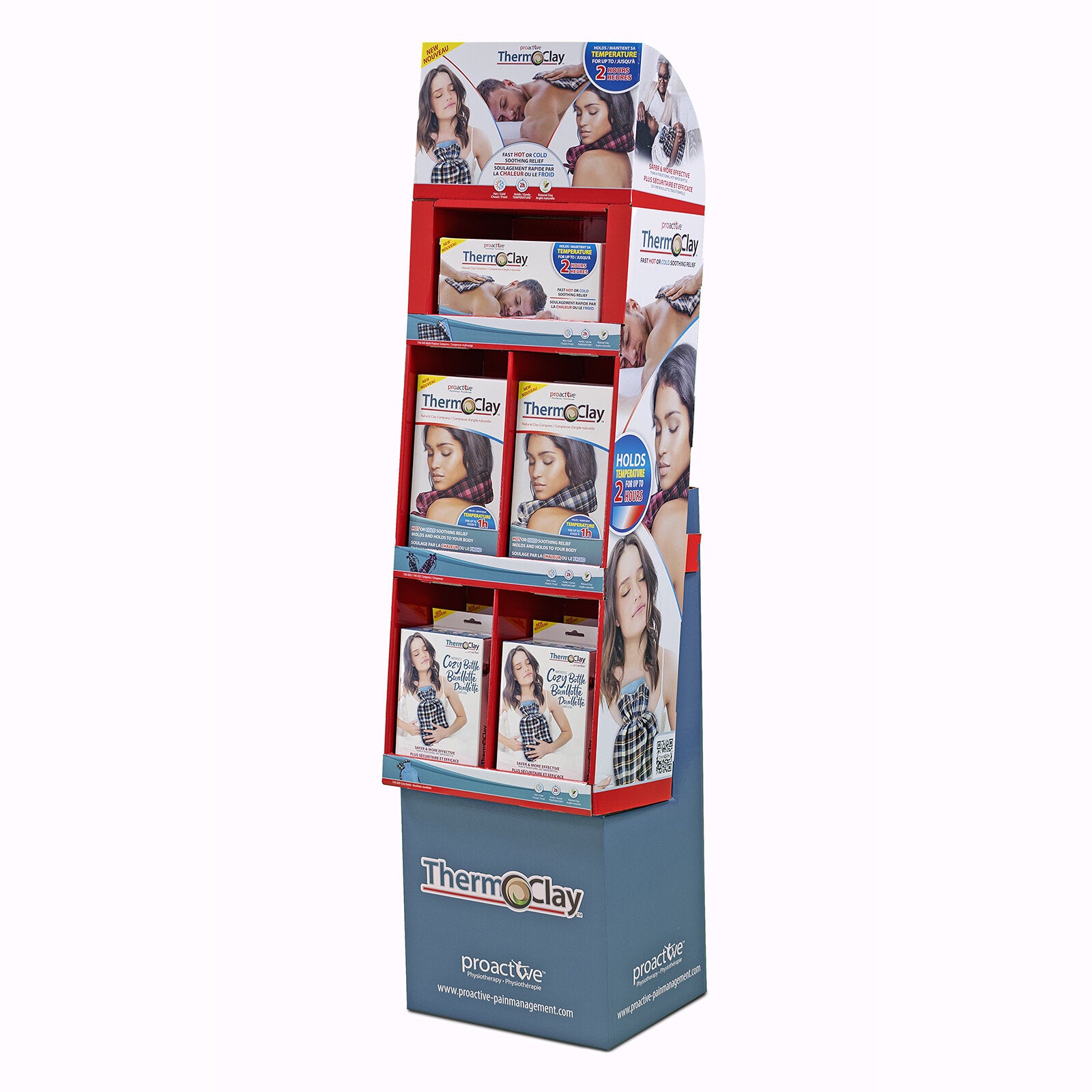Therm-O-Clay Display - 12 units - Therm-O-Clay natural clay compress is a quick and effective solution that will help with pain relief. This Compress is an all in one Hot and Cold therapy that can be used on multiple areas on the body. Retains temperature