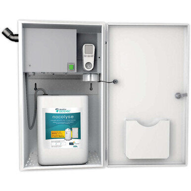 MedPro Defense Nocomax Disinfection Wall Unit - For use with 20L Nocolyse container.Special order item.Allow 8 to 16 weeks for delivery. Designed in partnership with food manufacturers & processors for convenience and efficiency Robust, wall integrated un