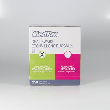 MedPro Oral Swabs - Medpro Oral Swabs are available with or without flavour. These oral swabs feature soft ridged foam tips to remove mucous and particles from patient’s mouth for better oral hygiene. Choose either unflavoured swabs or flavoured swabs wit