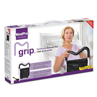 MedPro M-Grip Contoured Bedside Rail - Designed to allow you to remain independent in your home, the M-Grip Contoured Bedside Rail allows you to comfortably reposition in bed, and to safely transfer out of bed. Contoured Grip: M-Grip Contoured Bedside Rai