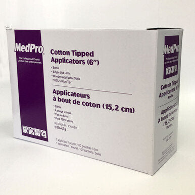 MedPro Wood Cotton Tip Applicators 6 in - Sterile - 6 inch wooden applicator stick with firmly wound cotton bud.• Single use only• 100% cotton tip