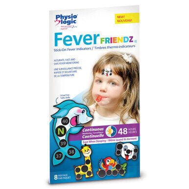 Physio Logic Fever Friendz Stick-on Fever Indicators - Fever-Friendz®, the kid friendly fever indicator, allows parents to continue monitoring temperature for up to 48 hours, easily.Fever-Friendz® uses proprietary encapsulated liquid crystal technology to