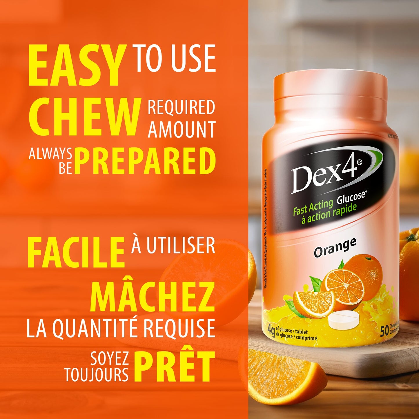 Bouteilles de comprimés de glucose Dex4
