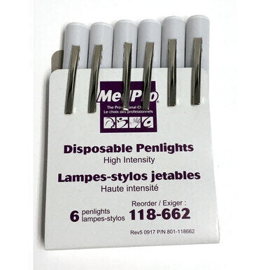 MedPro Disposable Penlights - This disposable penlight features a high intensity focused beam operated by applying pressure to the metal pocket clip.