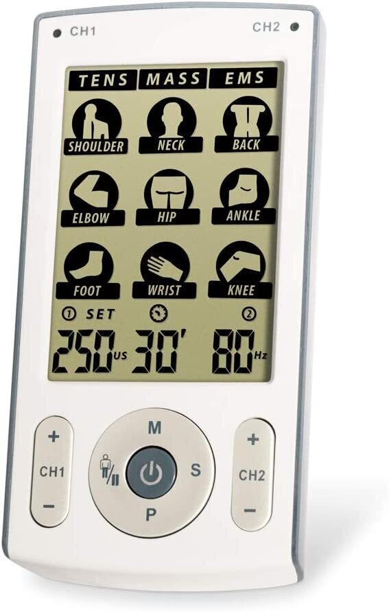 ProActive Thera3+ 3 in 1 TENS, EMS, Massage - Thera3+™ by ProActive™ is a 3-in-1 device that is rechargeable with 78 pre-set programs, along with the ability to fully customize treatment options. It has a large, easy-to-read LCD and includes all accessori