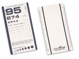 AMG Eye Chart - • 14 inch test distance• Black type on white vinyl• Size: 6 1/2" x 3 1/2"
