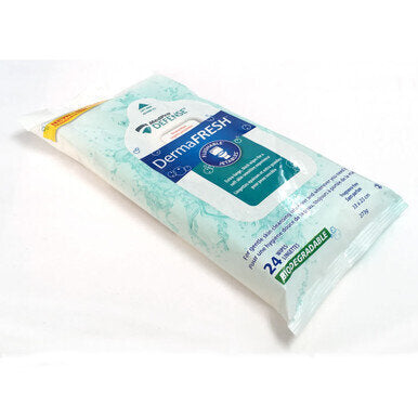 DermaFRESH Wipes Flushable and Maceratable Cleansing Wipes - Ideal for use with MedPro Defense® and Zorbi waste management products, commodes and appliances. Soft, thick and impregnated with a gentle cleansing solution, DermaFRESH™ flushable and maceratab