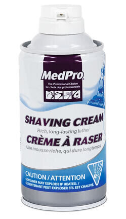 MedPro Shaving Cream - Rich, long-lasting lather. Creamy luxurious texture that is gentle to all skin types. Fresh scent makes for a soothing shaving experience.• 11 Fl Oz (325 ml) per can.