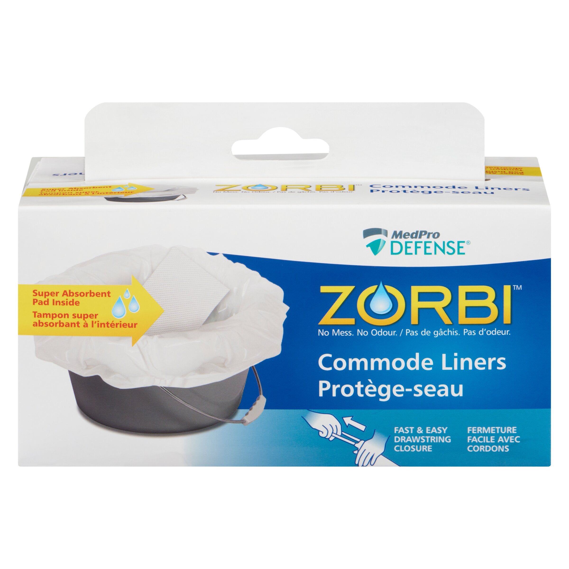 ZORBI™ Hygienic Commode Liners - ZORBI™ bags, pads and powder are a quick and convenient method of disposing liquid human waste while minimizing its contact with equipment or staff. All ZORBI™ bags contain a water soluble pad of ZORBI™ made from Super Abs