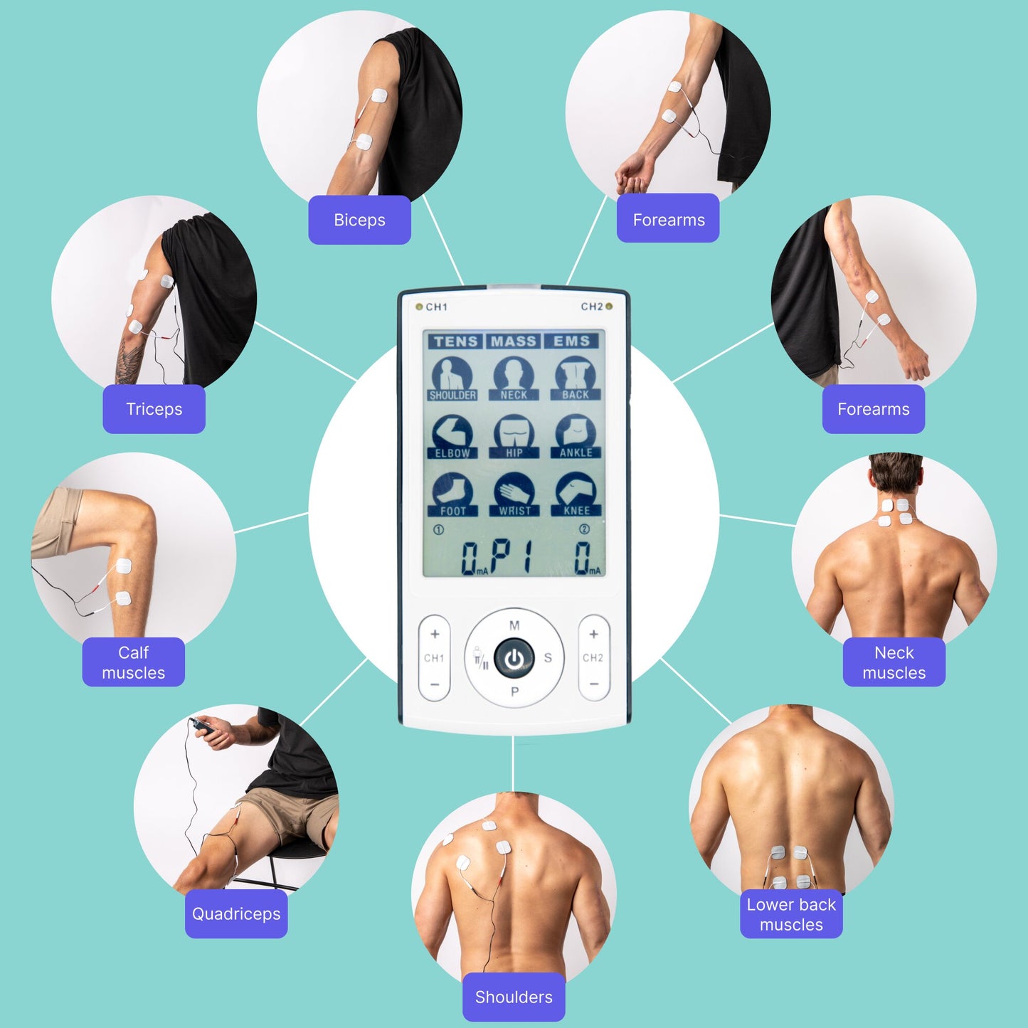 ProActive Thera3+ 3 in 1 TENS, EMS, Massage - Thera3+™ by ProActive™ is a 3-in-1 device that is rechargeable with 78 pre-set programs, along with the ability to fully customize treatment options. It has a large, easy-to-read LCD and includes all accessori