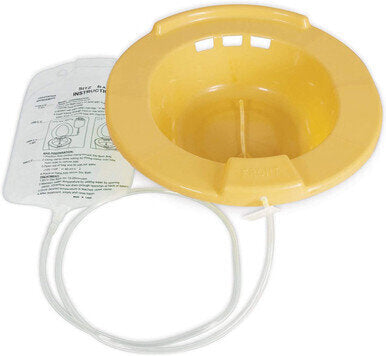 MedPro Sitz Bath - Fits most standard toilet bowls. Edges are slightly contoured to assure comfort. Made from durable plastic. Comes complete with tubing and 2000 cc (2 litres) water bag.