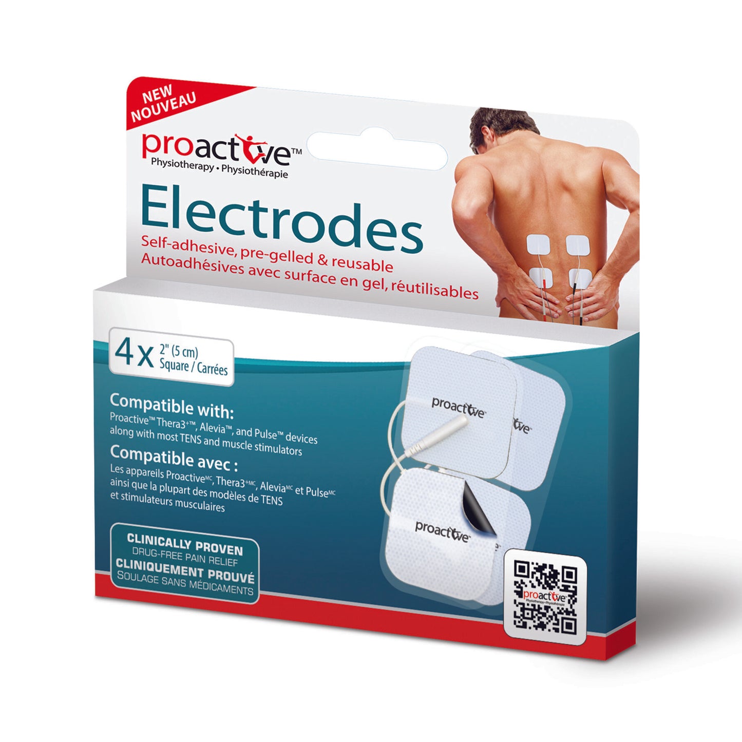 ProActive Gel Pads, Square - Self-adhesive, pre-gelled & reusable electrodes for use with most TENS and muscle electro stimulators Built-in conductive gel surface remains effective for up to 30 uses Flexible cloth backing allows the electrode to easily an