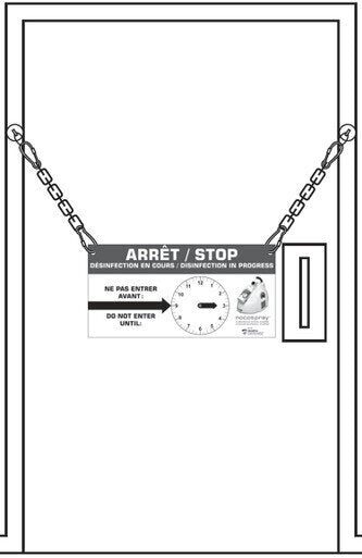 MedPro Defense Nocospray Chain Door Block - Each Door Block Kit (set) for the Nocospray System includes: 2 wall magnets 4 hiking hooks 2 pieces of chain (2 feet each) 1 sign Assembly instructions.