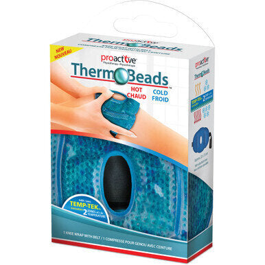 ProActive Therm-O-Beads Knee Wrap - Therm-O-Beads™ offers 20 minutes of highly effective hot or cold therapy. With the Temp-Tek™ Innovation, Therm-O-Beads™ offers 2 zones of temperature, a maximum side and a medium side*. Effective Treatment: Quick and ef