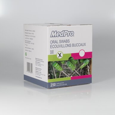 MedPro Oral Swabs - Medpro Oral Swabs are available with or without flavour. These oral swabs feature soft ridged foam tips to remove mucous and particles from patient’s mouth for better oral hygiene. Choose either unflavoured swabs or flavoured swabs wit