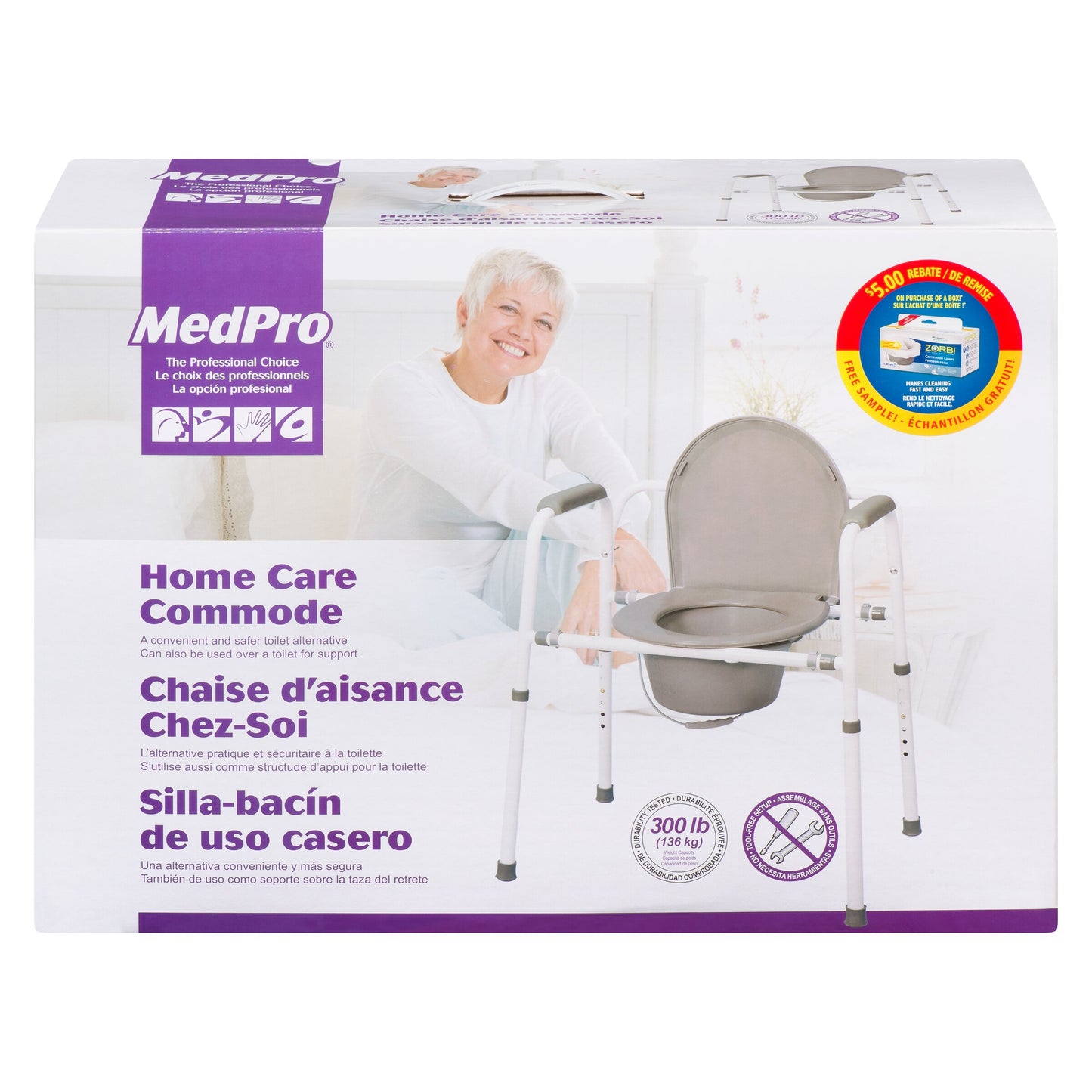 MedPro Homecare Commode - 3-in-1 Design: Commodes by MedPro provide a convenient and safer toilet alternative for people with reduced mobility. The Homecare Commode can be used as a bedside commode, toilet safety frame or raised toilet seat.Adjustable fra