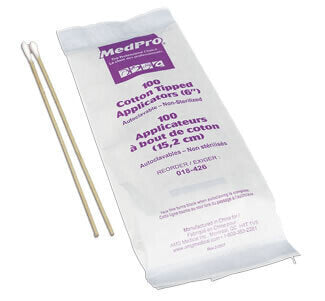 018-426 - MedPro Wood Cotton Tip Applicators 6 in - 6 inch wooden applicator stick with firmly wound cotton bud.• Single use only• 100% cotton tip