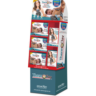 ProActive Therm-O-Clay Assembled Display - Display contains 4 Therm-O-Clay Waterless Cozy Bottles (740-828) and 9 Therm-O-Clay Multi-Use Bags (740-840)