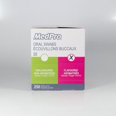 MedPro Oral Swabs - Medpro Oral Swabs are available with or without flavour. These oral swabs feature soft ridged foam tips to remove mucous and particles from patient’s mouth for better oral hygiene. Choose either unflavoured swabs or flavoured swabs wit