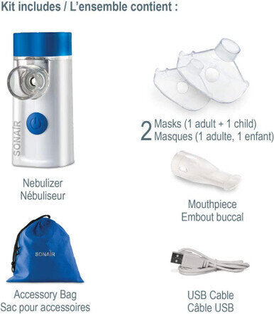 MedPro Sonair Ultrasonic Mesh Nebulizer - The Sonair™ nebulizer uses ultrasonic mesh technology to turn liquid medication into an ultra-fine mist that permeates the lungs to deliver medication quickly and effectively:· Easy to use: Sonair is designed to f