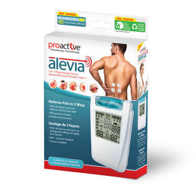 ProActive Alevia TENS & EMS - The TENS 2-in-1 Physiotherapy Alevia™ by ProActive™ is a 2-in-1 device that gives you the ability to fully customize treatment options or choose one of the 18 pre-set programs. It has a large, easy-to-read LCD and includes al