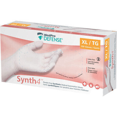 MedPro Defense Synth4 Synthetic Powder-Free Exam Gloves - Protection Meet or exceed ASTM D5250 requirements for barrier strength. Fit Made of stretch vinyl formulated to provide more stretch than traditional vinyl gloves to give more latex-like dexterity