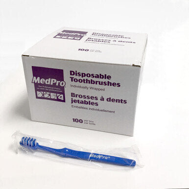 MedPro Disposable Toothbrushes - • Adult size plastic toothbrush• Medium nylon bristles• Individually wrapped